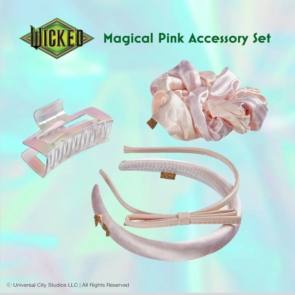 Wicked Glinda Magical Pink 4-Piece Hair Accessory Set + Jeweled Clips